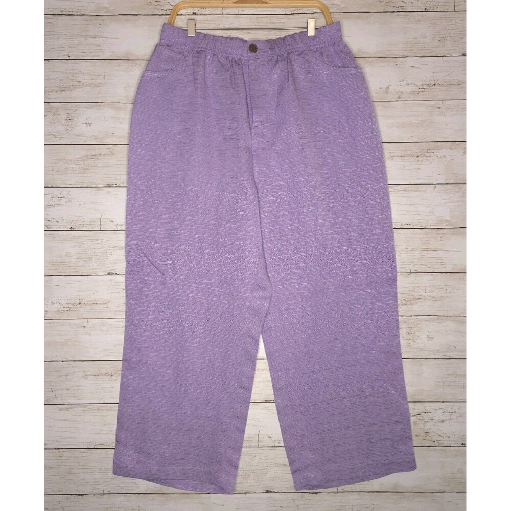 Vintage Nordstrom Silk Linen Crop Pants Purple Beachy Coastal Grandma Minimalist